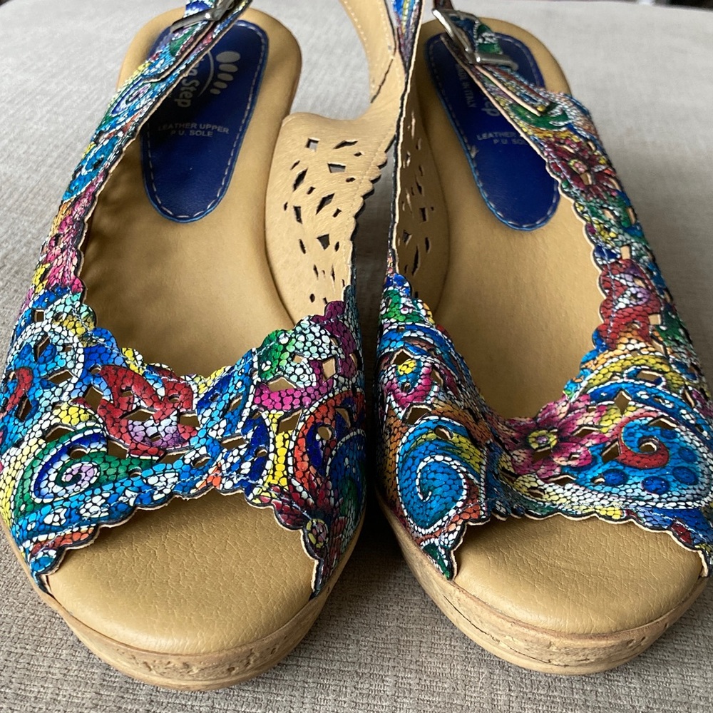 Spring Step Multicolor Open-Toe Slingback Heels, … - image 5